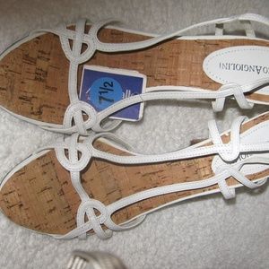 NEW Enzo Angiolini White Leather and Cork Sandals
